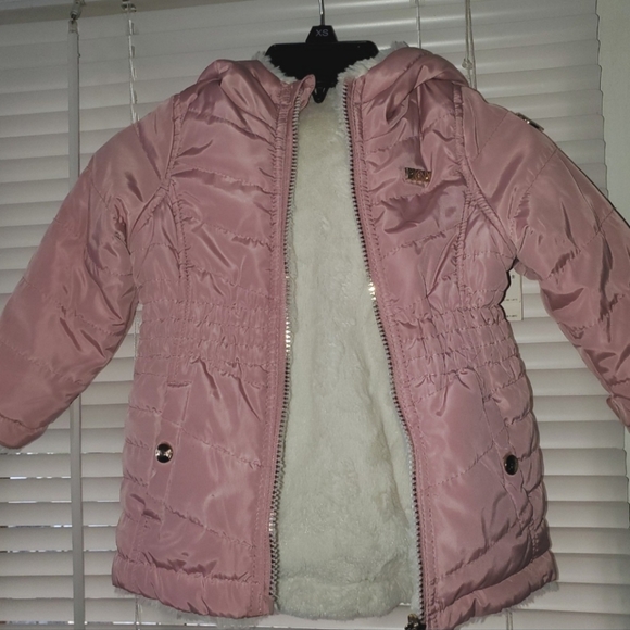 DKNY Pink Puffer Reversible Jacket Toddler 18 - Picture 6 of 11